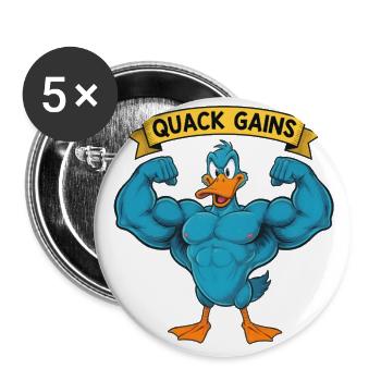 Quack Gains Muscle Duck - Buttons large 2.2'' (5-pack) - white