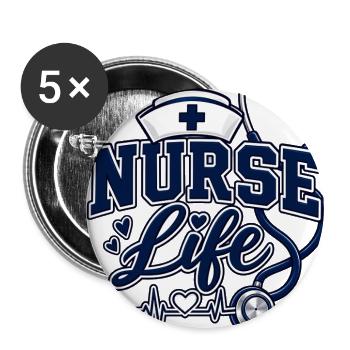 Nurse Life - Stethoscope Heartbeat Design - Buttons large 2.2'' (5-pack) - white