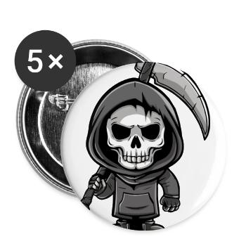 Little Death Hooded Skull with Sickle - Buttons large 2.2'' (5-pack) - white