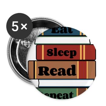 Eat Sleep Read Repeat Book Stack - Buttons large 2.2'' (5-pack) - white