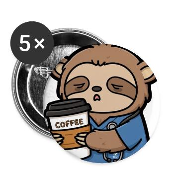 Sleepy Sloth Doctor Coffee - Buttons large 2.2'' (5-pack) - white