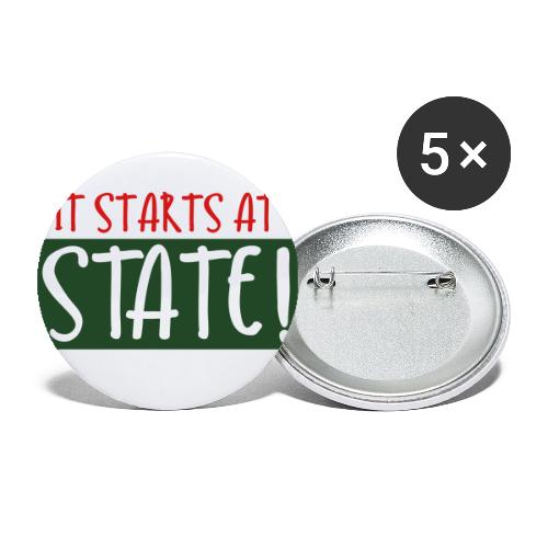 It Start at STATE! - Red Green Block - Buttons large 2.2'' (5-pack)