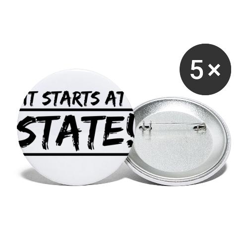It Starts at STATE! - Black Brush - Double Bar - Buttons large 2.2'' (5-pack)