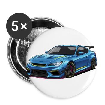 Blue Neon GT Car Illustration - Buttons large 2.2'' (5-pack) - white