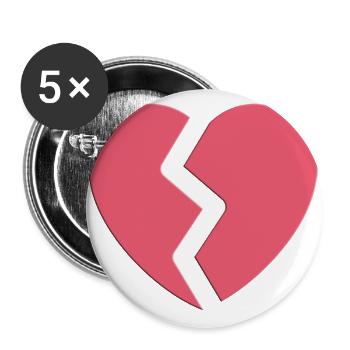 BROKEN HEART - Buttons large 2.2'' (5-pack) - white