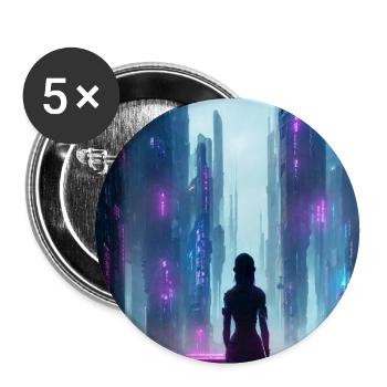 Cyberpunk futuristic cityscape - Buttons large 2.2'' (5-pack) - white
