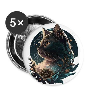Blue Mega Cat - Buttons large 2.2'' (5-pack) - white