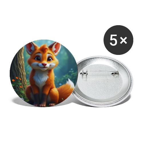 Magical fantasy fox in enchanted forest scene - Buttons large 2.2'' (5-pack)