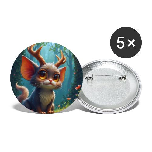 Magical Forest Creature with Deer Horns - Buttons large 2.2'' (5-pack)