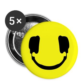 DJ smiley - Buttons large 2.2'' (5-pack) - white