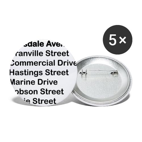 Street Names Black Text - Buttons large 2.2'' (5-pack)