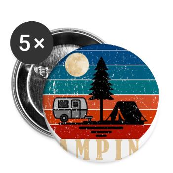 Moonlit Retro Camp Scene - Buttons large 2.2'' (5-pack) - white