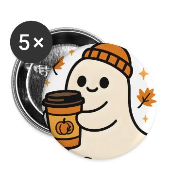 Autumn Ghost with Cozy Cup - Buttons large 2.2'' (5-pack) - white