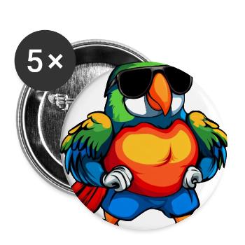 Cool Parrot - Buttons large 2.2'' (5-pack) - white