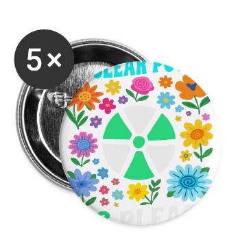Nuclear Power Yes Please Floral Energy - Buttons large 2.2'' (5-pack) - white