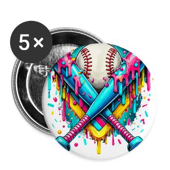 Neon Baseball Bats Splash - Buttons large 2.2'' (5-pack) - white
