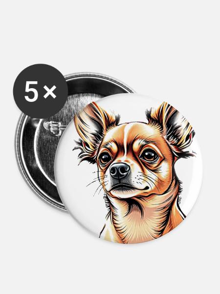 Chihuahua Lightning Portrait - Buttons large 2.2'' (5-pack) - white