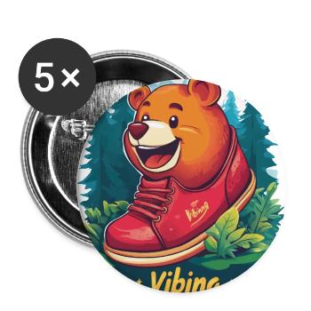 Vibrant Bear in Red Sneaker - Buttons large 2.2'' (5-pack) - white