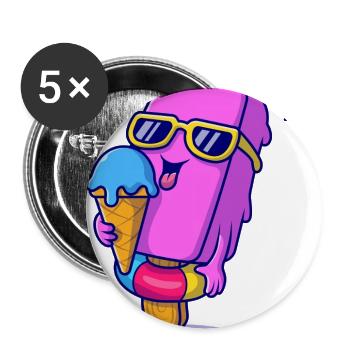 Sunny Pink Ice Pop Mascot - Buttons large 2.2'' (5-pack) - white
