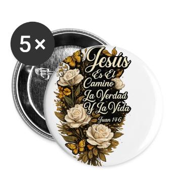 Jesús Es el Camino, la Verdad y la Vida – Juan 14: - Buttons large 2.2'' (5-pack) - white
