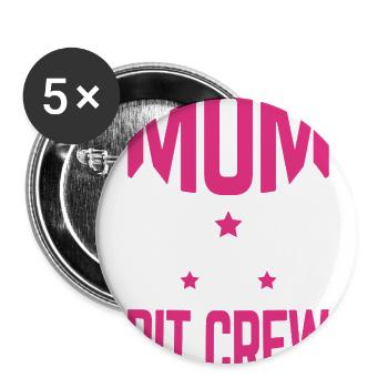 Mom Pit Crew Racing Checker Flags - Buttons large 2.2'' (5-pack) - white