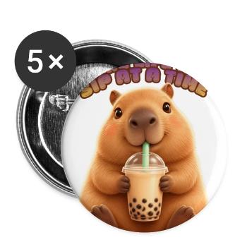 Sip Life Capybara Bubble Tea - Buttons large 2.2'' (5-pack) - white