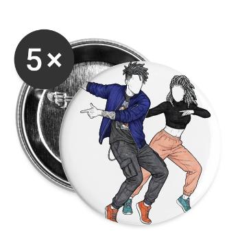 Urban Duo Dance Sketch - Buttons large 2.2'' (5-pack) - white