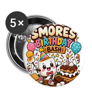 S'mores Birthday Bash Smores Party - Buttons large 2.2'' (5-pack) - white