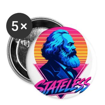 Stateless Neon Retro Portrait Karl Marx  - Buttons large 2.2'' (5-pack) - white