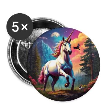Majestic Rainbow Unicorn - Buttons large 2.2'' (5-pack) - white