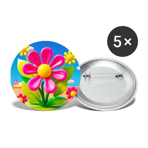 Pink Floral Peace | Sky & Nature Design - Buttons large 2.2'' (5-pack)