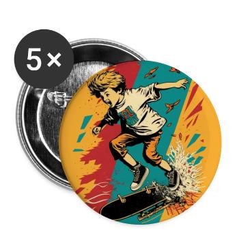 Skater Boy - Buttons large 2.2'' (5-pack) - white