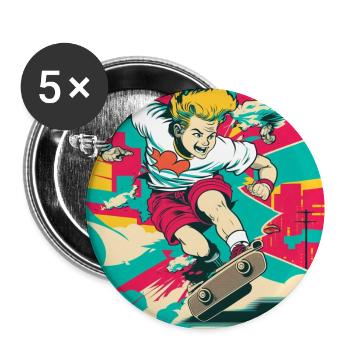 Skater Boy - Buttons large 2.2'' (5-pack) - white