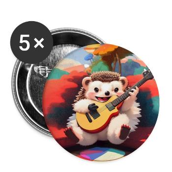 Cute Hedgehog playing Guitar - Buttons large 2.2'' (5-pack) - white