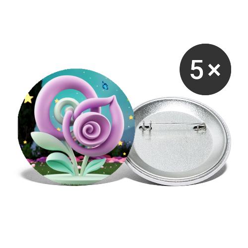 Lila Bloom | Double Floral Eco-Inspired Art - Buttons large 2.2'' (5-pack)