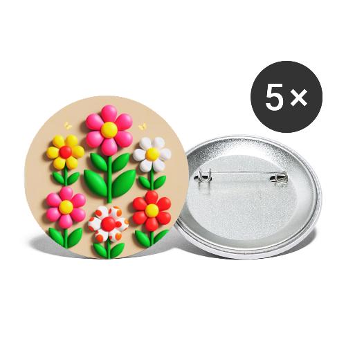 3D Flowers and Butterflies in Amber, Floral Design - Buttons large 2.2'' (5-pack)