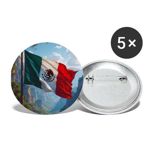 Mexican Flag in Mountain Nature Landscape - Buttons large 2.2'' (5-pack)