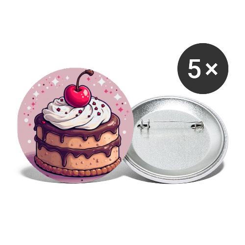 Cherry‑Topped Celebration Cake Design - Buttons large 2.2'' (5-pack)