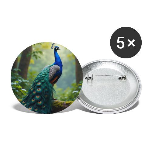 Majestic Peacock in Enchanted Forest - Buttons large 2.2'' (5-pack)