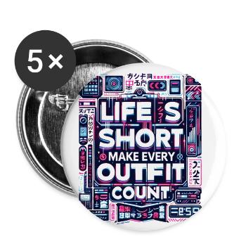 Life is short neon blue red white drip - Buttons large 2.2'' (5-pack) - white