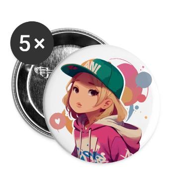 Blond Girl in Hoodie - Buttons large 2.2'' (5-pack) - white