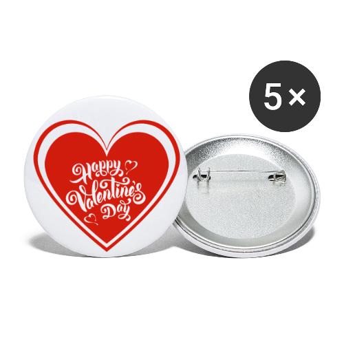 Hearts Love February Valentine's Day February 14 - Buttons large 2.2'' (5-pack)