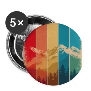 Vintage Mountain Sunset Panels Pine Silhouettes - Buttons large 2.2'' (5-pack) - white