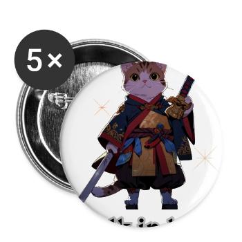Samurai Cat Illustration for Apparel - Buttons large 2.2'' (5-pack) - white