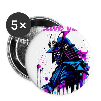 Neon Samurai Skull with Positive Vibes - Buttons large 2.2'' (5-pack) - white
