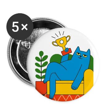 Blue Cat Trophy Lounger - Buttons large 2.2'' (5-pack) - white
