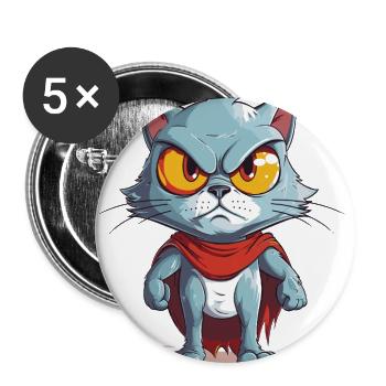 Grumpy Blue Cat Hero Cape - Buttons large 2.2'' (5-pack) - white