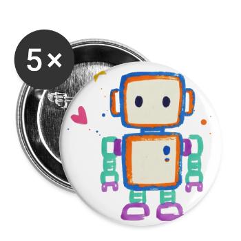 Colorblock Robot Doodle - Buttons large 2.2'' (5-pack) - white