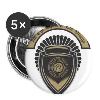 Alpha and Omega Shield Crest - Buttons large 2.2'' (5-pack) - white