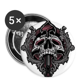 Ornate Skull Crest - Cool Cozy T-shirt - Buttons large 2.2'' (5-pack) - white